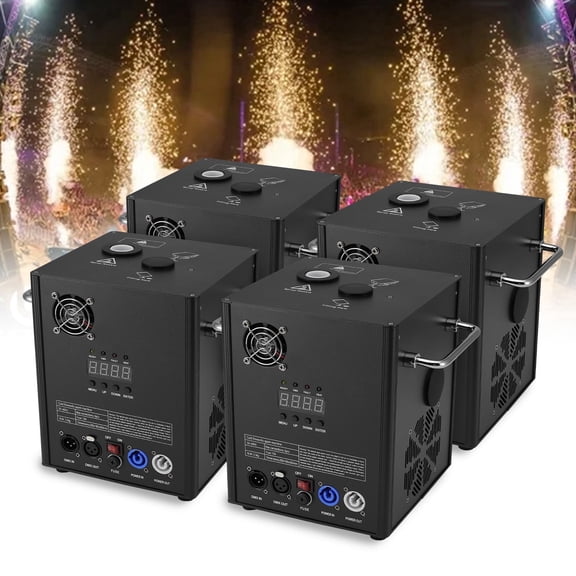 4 PCS 500W Cold Spark Machine DMX512 Firework Machine 3-12ft Adjustable for Wedding Stage Party DJ Disco,Black