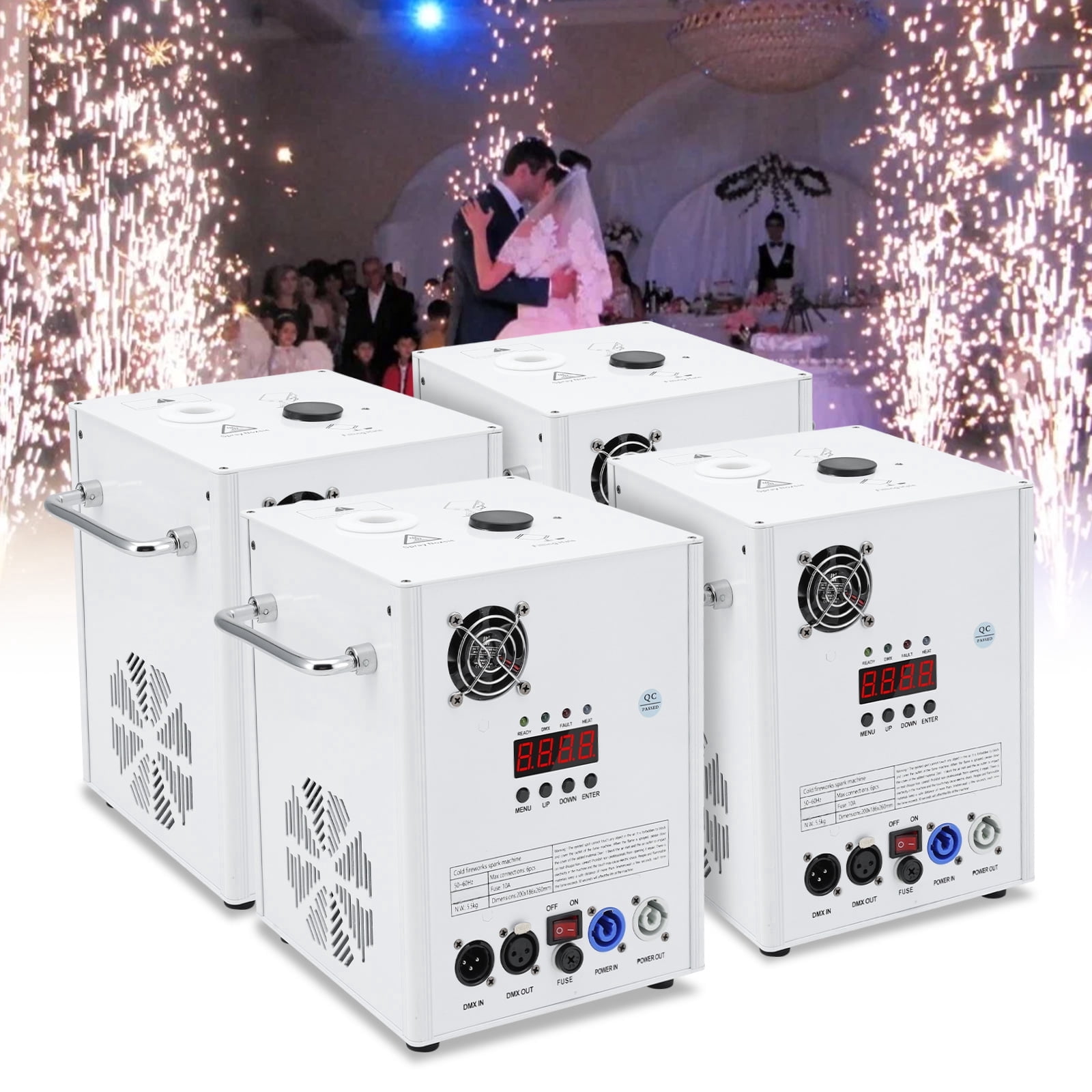 4 PCS 500W Cold Spark Machine DMX512 Firework Machine 6-19ft Adjustable ...