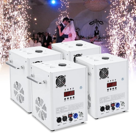 4 PCS 500W Cold Spark Machine DMX512 Firework Machine 6-19ft Adjustable for Wedding Stage Party DJ Disco,Black