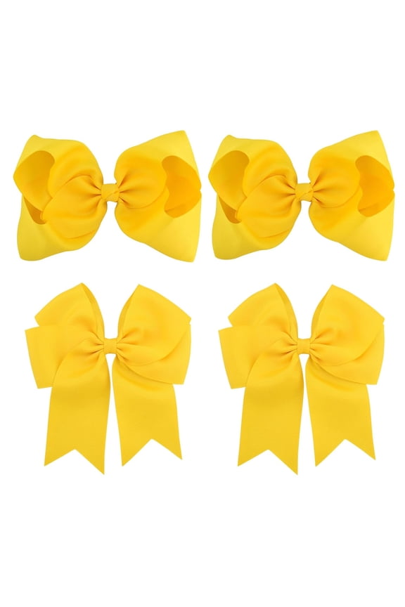 4 PCS 6 Inch Big Hair Bow Clips For Girls,Bow Clip with Tails Hair Bows Alligator Clips (Navy Blue)