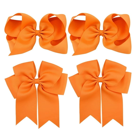 4 PCS 6 Inch Big Hair Bow Clips For Girls,Bow Clip with Tails Hair Bows Alligator Clips (Navy Blue)