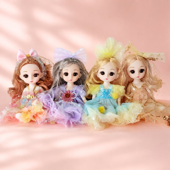 4 PCS 6 Inch Small Princess Girl Mini Dolls fit for 3+ Year Old Little Girls Gift