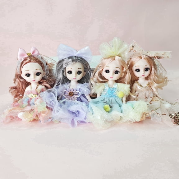 4 PCS 6 Inch Small Princess Girl Mini Dolls fit for 3+ Year Old Little Girls Gift