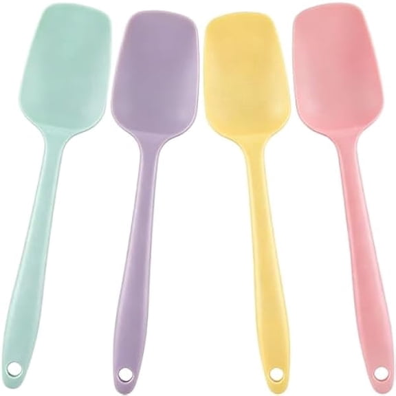 4 PCS,7.8Inch Silicone Spatulas Rubber Spatula Small Spatula Baking Mini Spatula Mixing Tool for Nonstick Cookware (4 colors) - Multi-Functional High-Efficiency Design for Modern Kitche