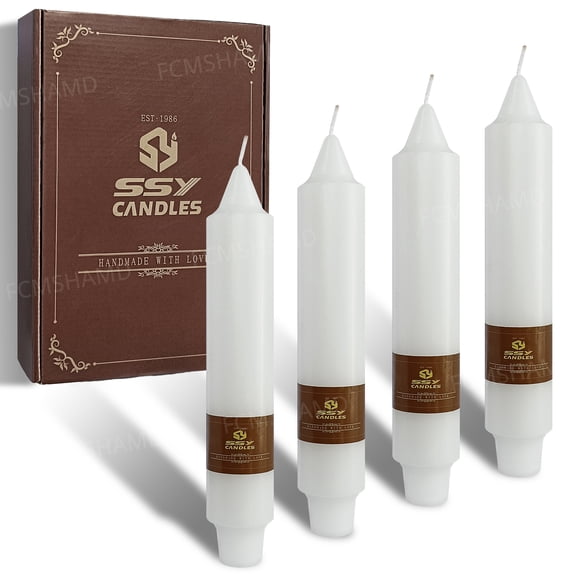 4 PCS | 7inch Handmade White Pillar Candle Unscented Taper Candles for Holiday Wedding Party Dinner Household Dcor Candlesticks