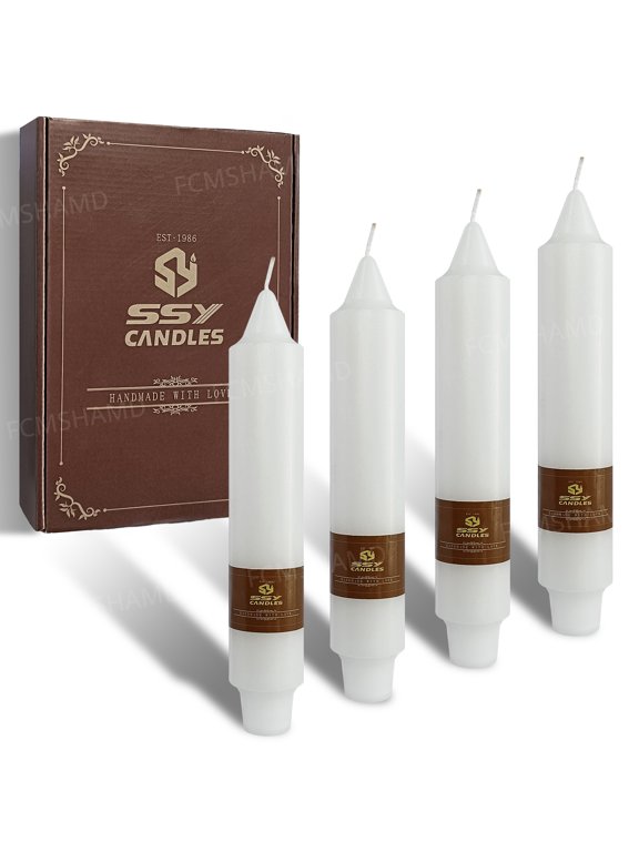4 PCS | 7inch Handmade White Pillar Candle Unscented Taper Candles for Holiday Wedding Party Dinner Household Dcor Candlesticks