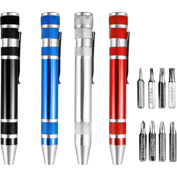 4 PCS 8 In 1 Multitool Pen Screwdriver Mini Set Handy Tool, Magnetic Portable Screwdriver for Repairing Installing Hand Tool