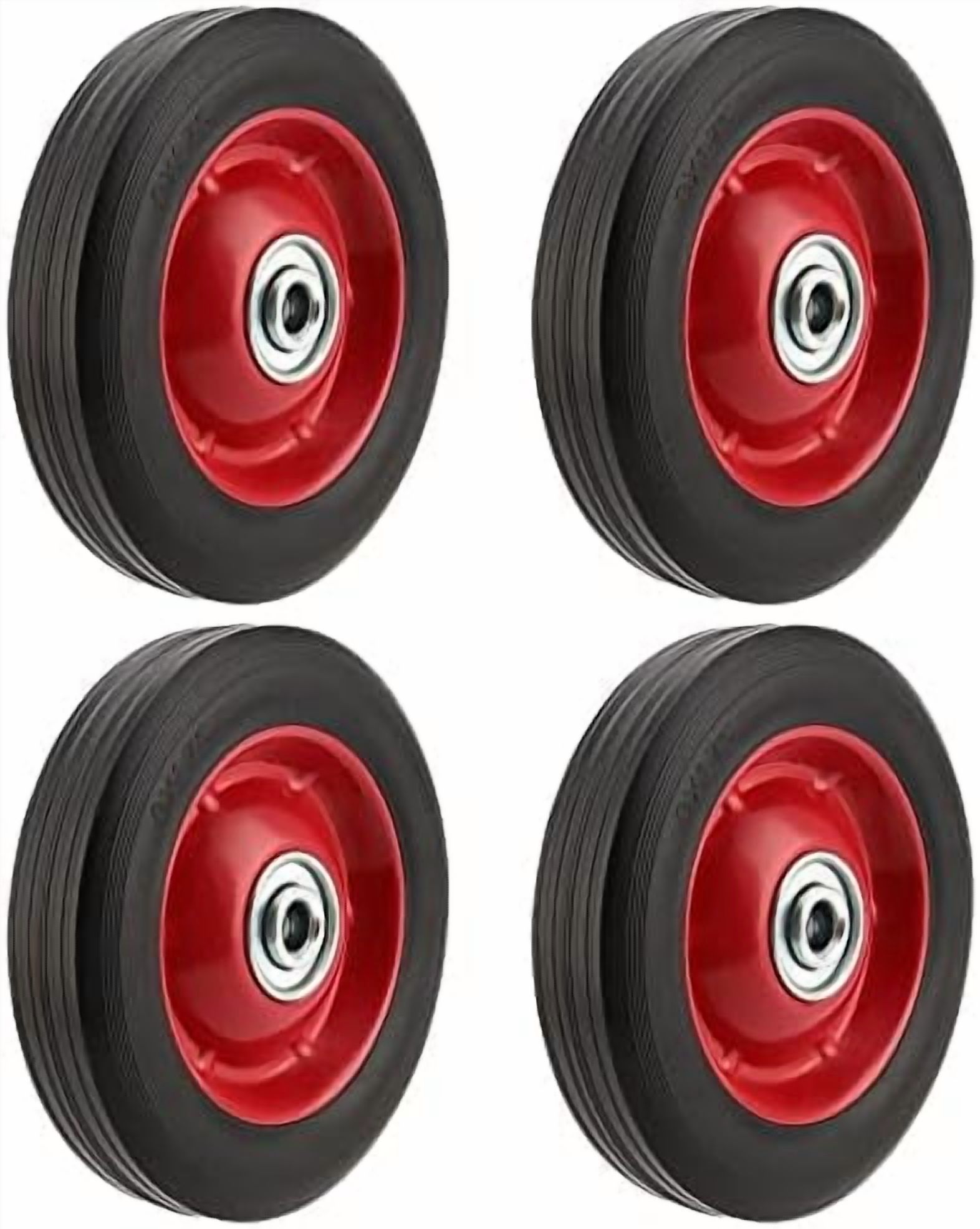4 PCS 8 Inch Solid Rubber Tire, Flat Free Solid Rubber Wheels, Hand ...