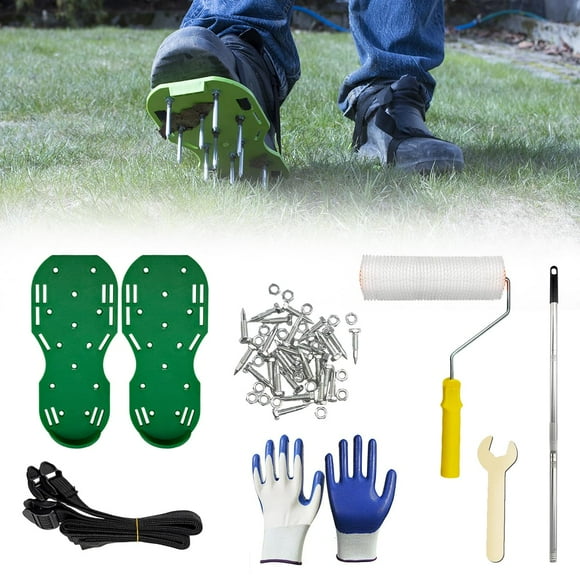9 Inch Screed Spiked Roller & Shoes Kit - For Self-Leveling Concrete, Epoxy Floors - Bubble Remover Tool