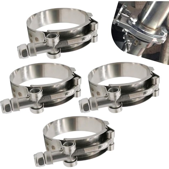4 PCS 97mm-105mm T-Bolt Radiator Hose Clamps, Heavy Duty Stainless Steel Tube Clamp Range 3.82"-4.13", Adjustable T-Bolt Turbo Pipe Intercooler, Bandwidth 19mm (Silver)