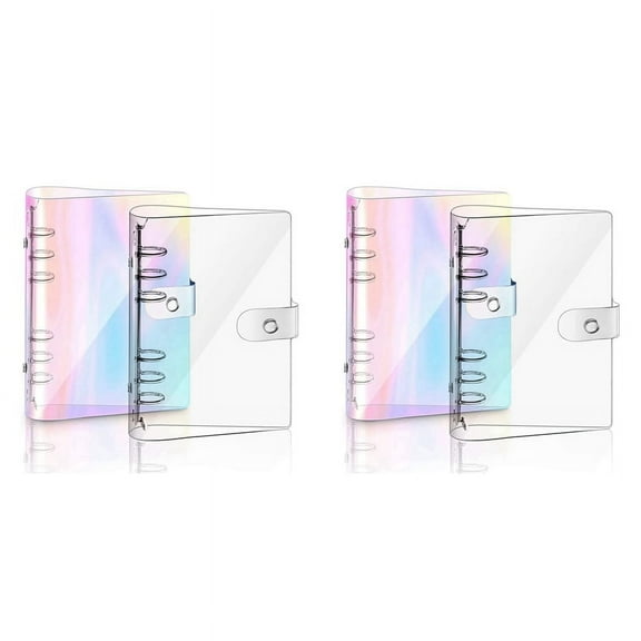 4 PCS A5 Rainbow Soft PVC Notebook Binder Clear Cover, Loose Leaf Personal Planner
