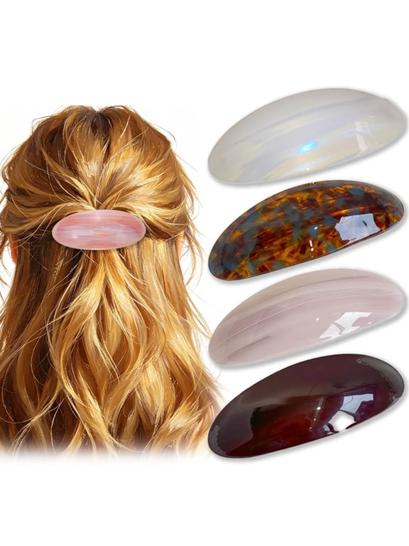 4 PCS Acetate Hair Barrette,Large Vintage Hair Barrette for Women,French Tortoise Shell Hair Clips Vintage Snap Hair clips Accessories Gifts for Women Girls Thick Hair