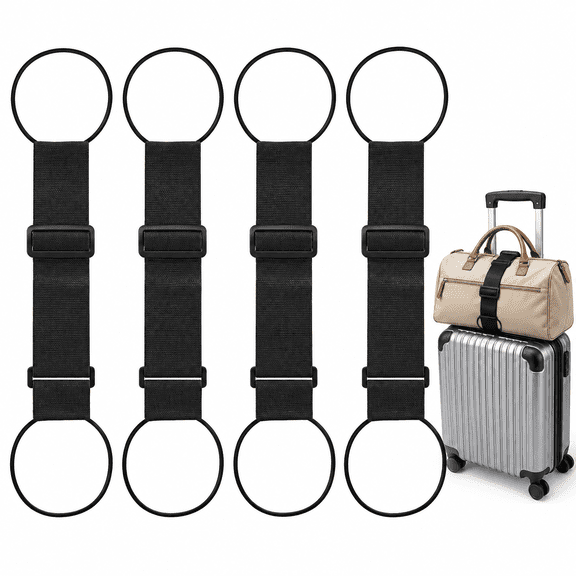 4 PCS Adjustable Luggage Straps for Suitcases, Elastic Bag Connector Straps with Non-Slip Buckle for Secure Fastening,Luggage Accessories for Travel