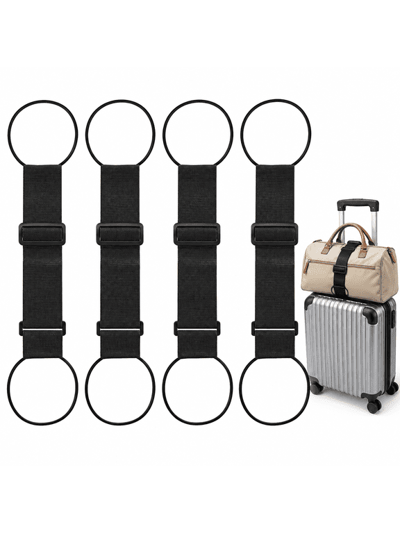 4 PCS Adjustable Luggage Straps for Suitcases, Elastic Bag Connector Straps with Non-Slip Buckle for Secure Fastening,Luggage Accessories for Travel
