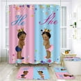 thumbnail image 1 of 4 PCS African American Kids Shower Curtain Set 4 Pieces Children Baby Bathing Shower Curtains with Bath Rugs Non-Slip Soft Toilet Lid Cover for Bathroom Decor SETYYNT5, 1 of 9
