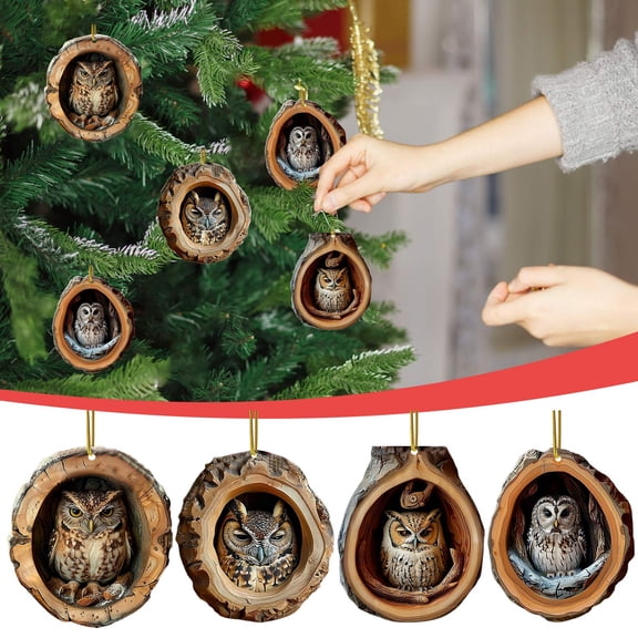 4 PCS Animal Christmas Ornament, 2024 Woodland Animal Christmas Ornaments, Forest Animal Decor, Visually 3D Acrylic Christmas Hanging Ornaments for Christmas Tree, Lively Christmas with Animals