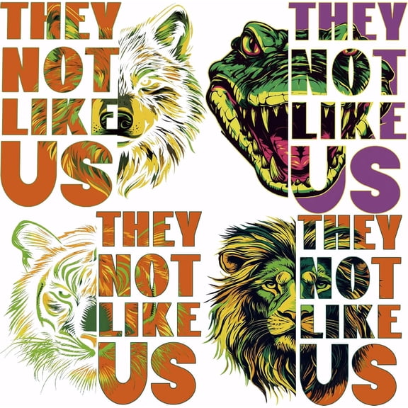 4 PCS Animal Heat Transfer Stickers Tiger Lion Iron-On Transfers Plastic Stickers Set Clothing Iron on Decals for Boys T-Shirt Canvas Bags Jackets DIY Crafts 25x25CM ColorfulDIY