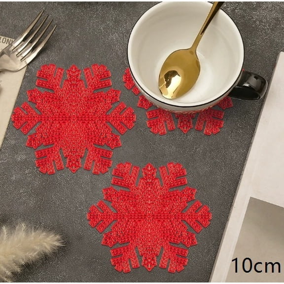 4 PCS Arrow Snowflake Coasters - Elegant Non-Slip Insulation Mats for Winter and Holiday Decor