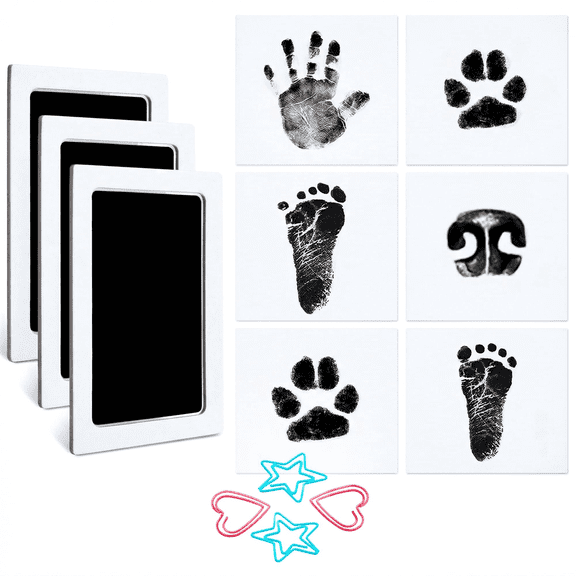 4 PCS Baby Footprint Kit, Inkless Handprint and Footprint Kit with 8 Keepsake Cards, 4.7 x 2.9 Inch
