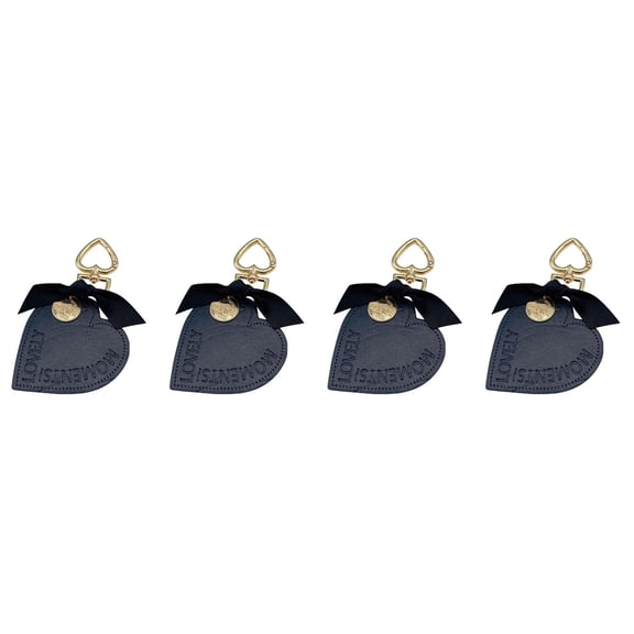 4 PCS Backpack Bag Pendant Love Heart Key Ring Door Hooks Keychain Miss Black
