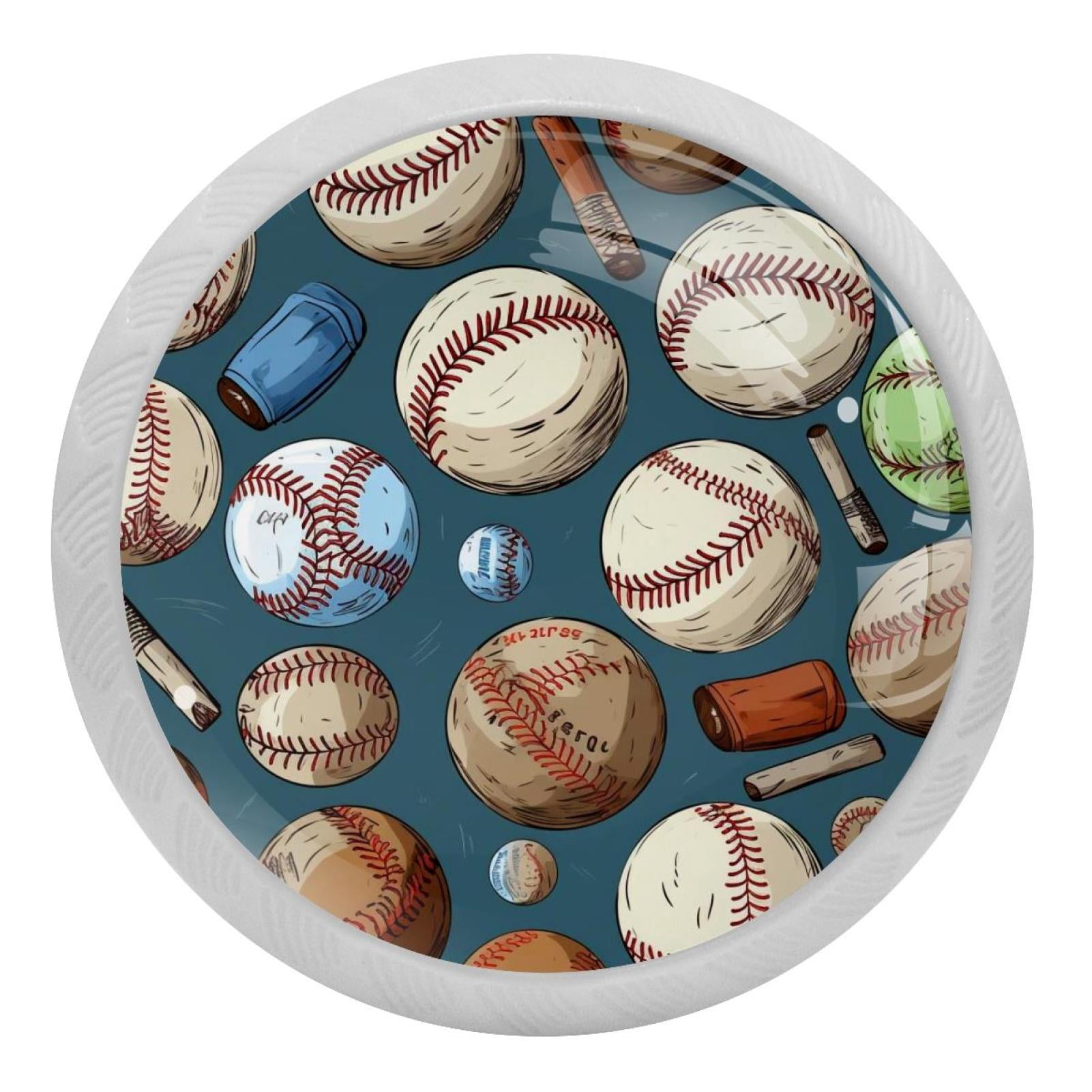4 PCS Baseball Crystal Glass Round Cabinet Knob Drawer Pull Handle ...