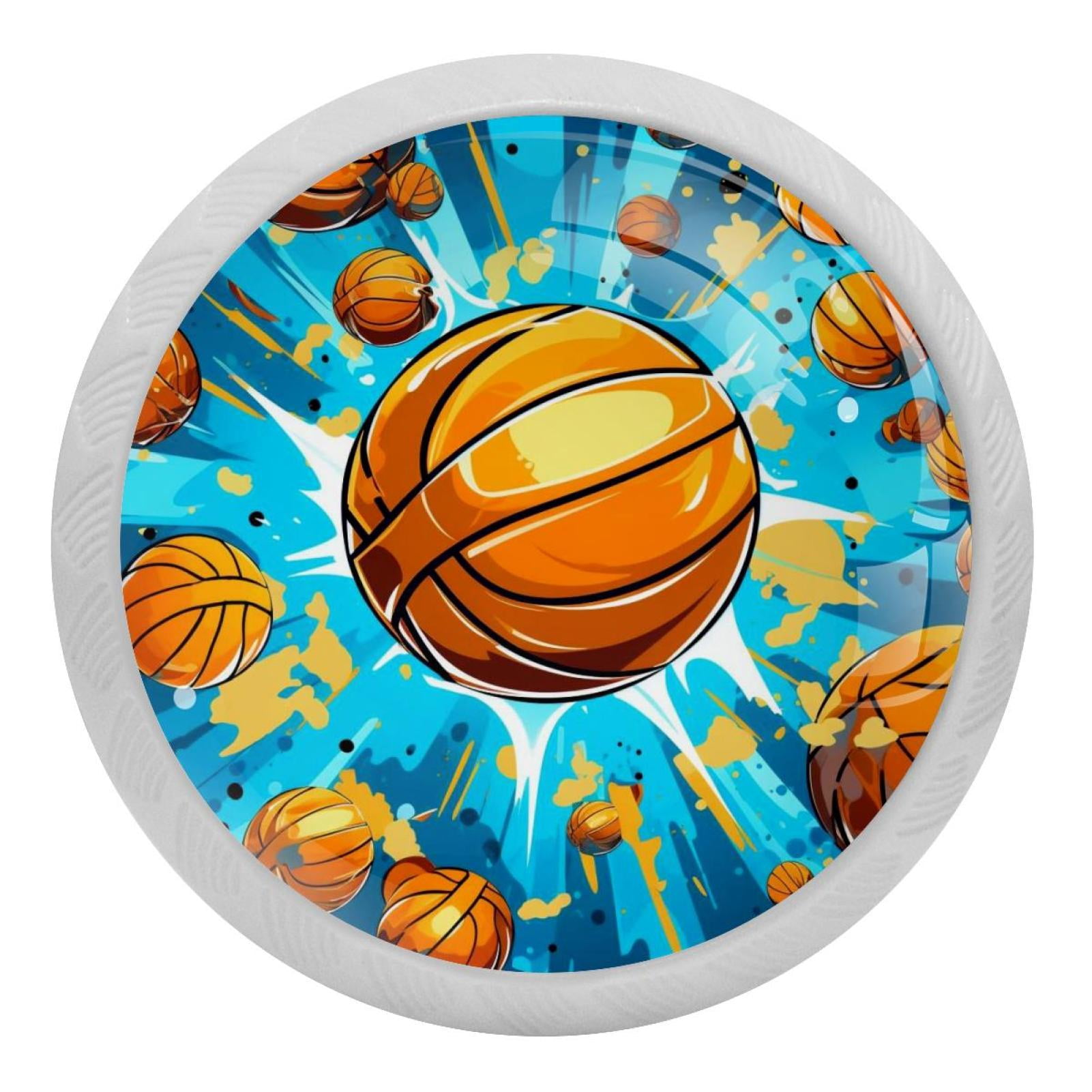 4 PCS Basketball Ball Sport Crystal Glass Round Cabinet Knob Drawer ...