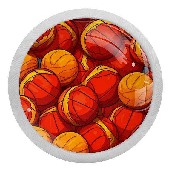 4 PCS Basketballs Crystal Glass Round Cabinet Knob Drawer Pull Handle Glowing in The Dark for Kitchen, Cupboard, Dresser, Wardrobe, etc