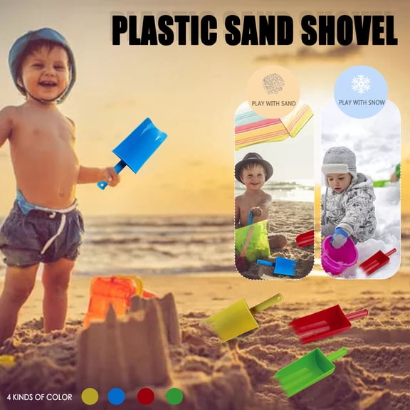4 PCS Beach Toys Plastic Flat Shovels Sand Toys Multi-Purpose Beach Snow Digging Outdoor Toys Mixed Color For Sandpit