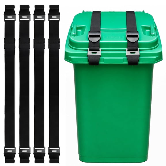 4 PCS Bear Proof Trash Can Lock for Animals with Double Metal Claw | 30-51 inches Adjustable Garbage Can Locks for Animals Raccoons, Squirrels and Bears - Suitable for 28-96 Gallon Outdoor Bins