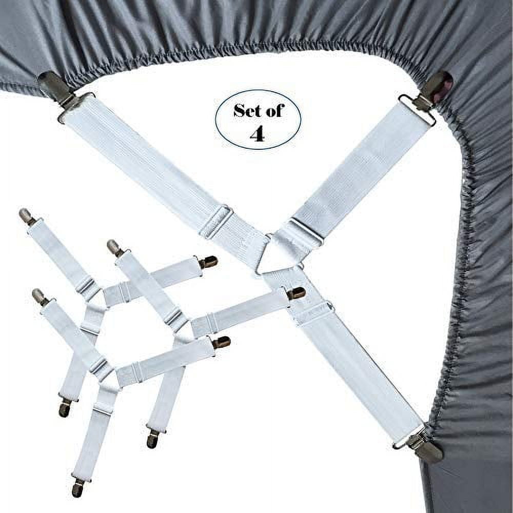 LNKOO Bed Sheet Holder Straps, 4 Pack Adjustable Triangle Elastic