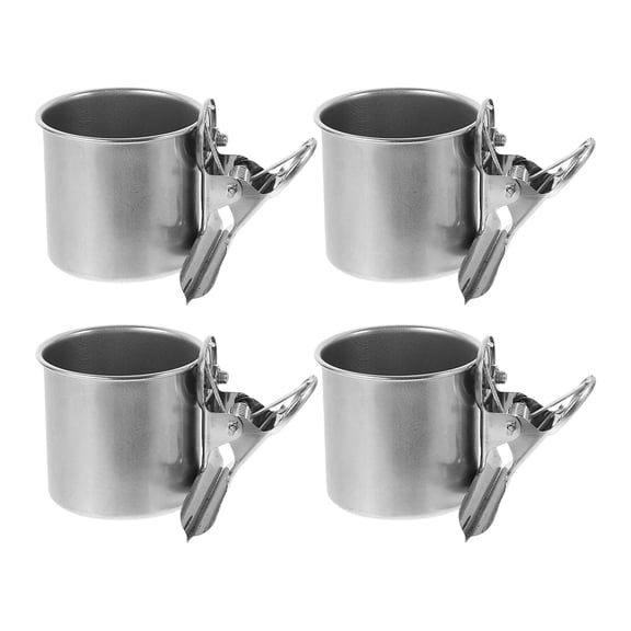 4 PCS Bird Feeder for Cage Food Dish Parrot Ramen Bowl with Cover Rat Supplies Silver