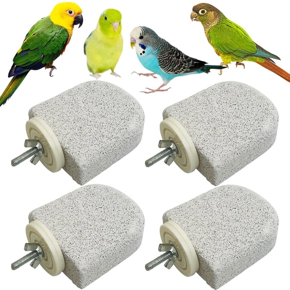 4 PCS Bird Perch Stands Parrot Calcium Perch Beak Grinding Stone Foot Claws Trimmer Parakeet Platform Parrot Chewing Toys for Small Medium Cockatiel Conure Lovebird Finch.