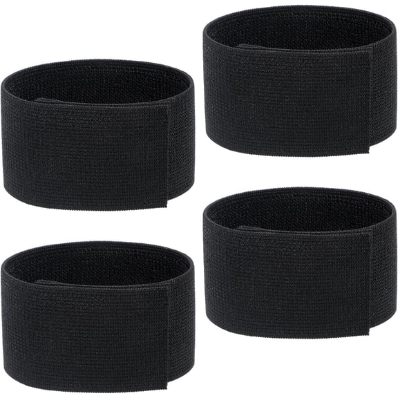 4 PCS Black Boot Straps, Elastic Ankle Straps Cowboy Boot Strap Adjustable Boots Bands Self-adhesive Trousers Blouses Elastic Strap Band with Hook and Loop for Hiking Fishing Hunting
