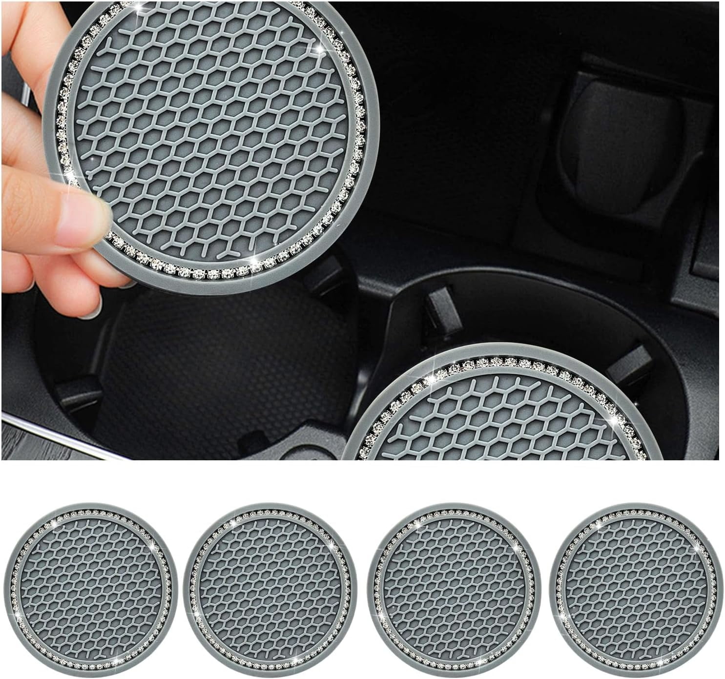 Car Bling AUCELI Bling Cup Coaster For Car, Anti-Slip Jamaica Car Bling Accessories For Women