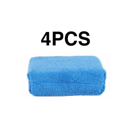 4 PCS Blue Microfiber Applicator Sponge Pads Car Wash Wax Polish