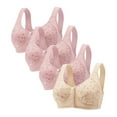 thumbnail image 1 of 4 PCS Bras for Older Women Front Closure Daisy Bras Full Coverage No Underwire Push up Breathable Everyday Bra, 1 of 6