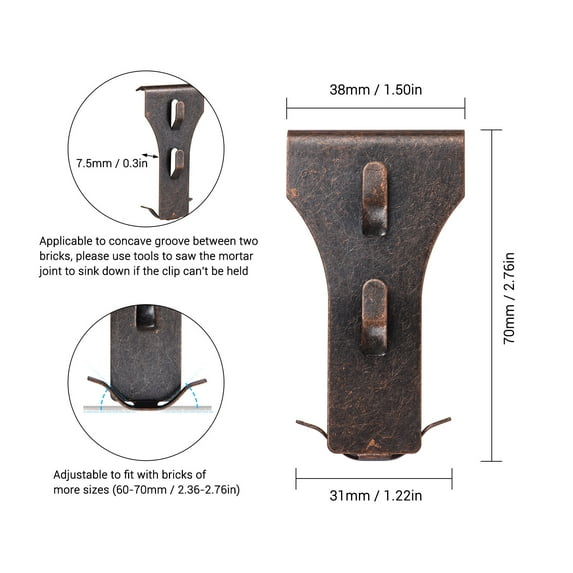 4 PCS Brick Hook Clip Outdoor Hanging Hooks for 60-70mm Brick in Height No Drilling Sliding Brick Hanger Clips for Festival Birthday Decoration