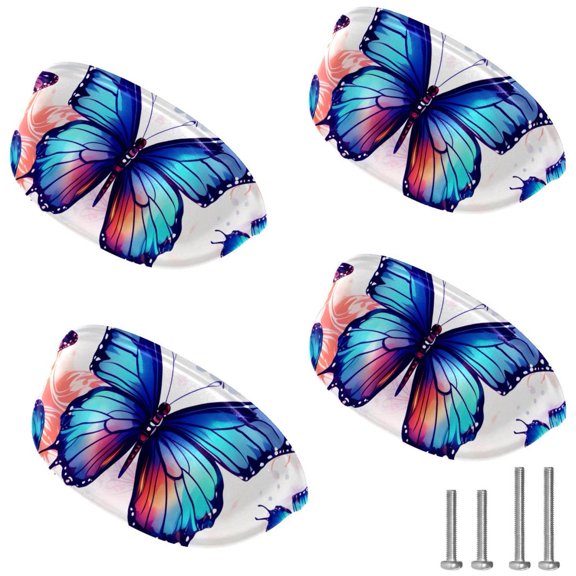 4 PCS Cabinet Cup Pull Butterfly Drawer Handles with Screws for Cabinet Dresser Kitchen Home Hardware Decor