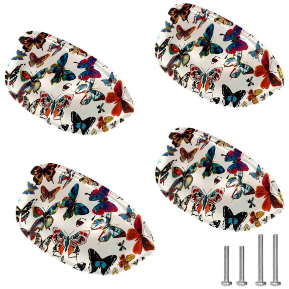 4 PCS Cabinet Cup Pull Butterfly Drawer Handles with Screws for Cabinet Dresser Kitchen Home Hardware Decor