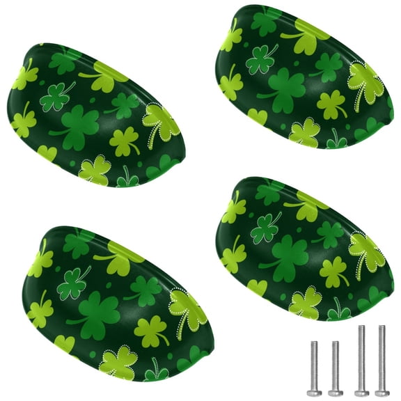 4 PCS Cabinet Cup Pull Clover Pattern Drawer Handles with Screws for Cabinet Dresser Kitchen Home Hardware Decor