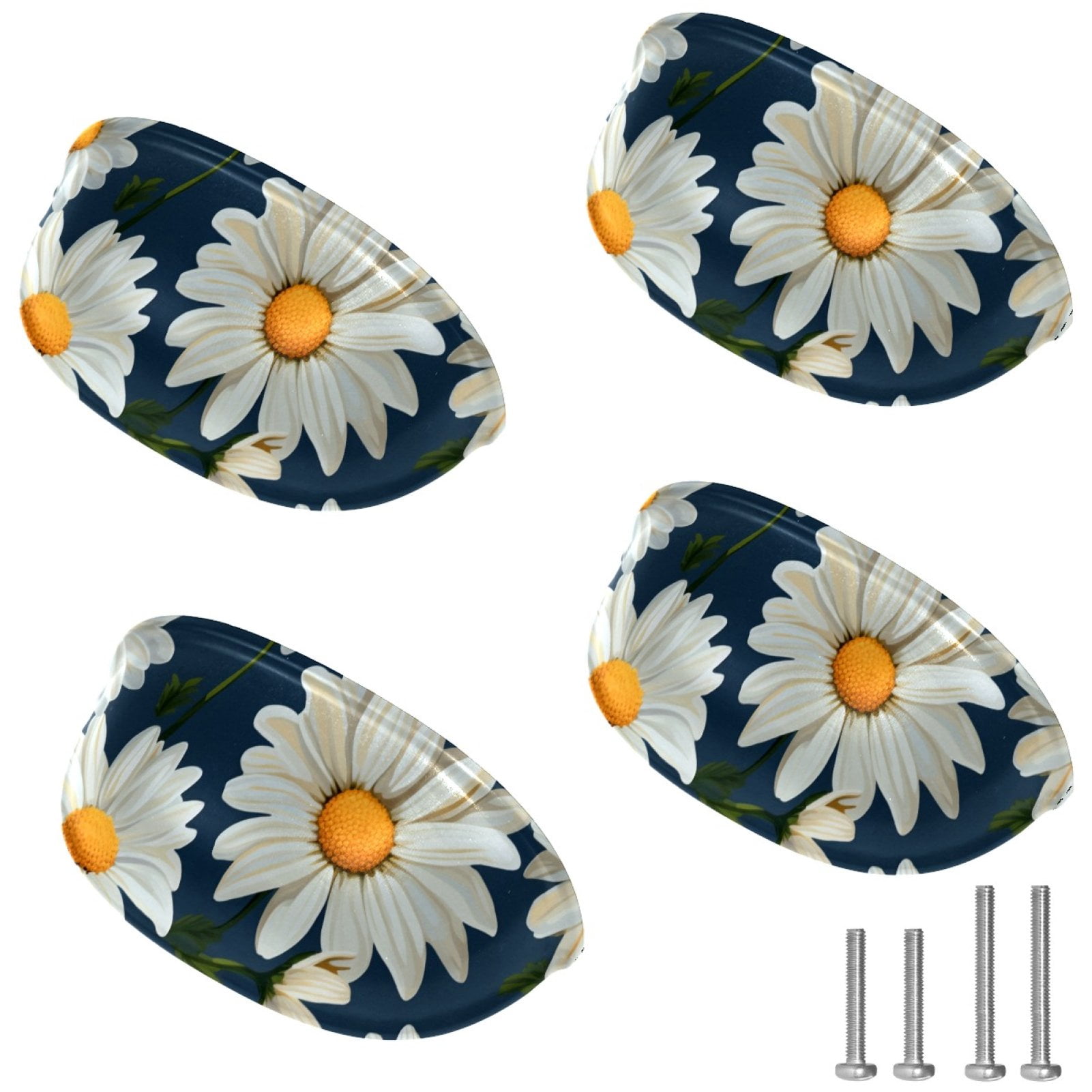4 PCS Cabinet Cup Pull Daisy Drawer Handles with Screws for Cabinet Dresser Kitchen Home Hardware Decor