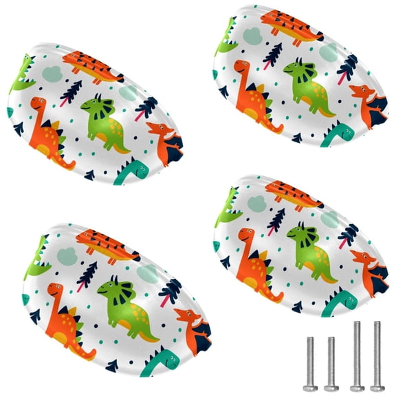 4 PCS Cabinet Cup Pull Dinosaur Drawer Handles with Screws for Cabinet Dresser Kitchen Home Hardware Decor