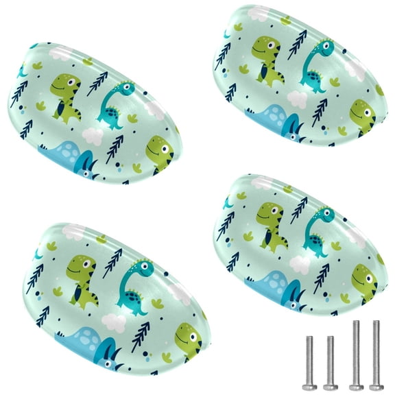 4 PCS Cabinet Cup Pull Dinosaur Drawer Handles with Screws for Cabinet Dresser Kitchen Home Hardware Decor