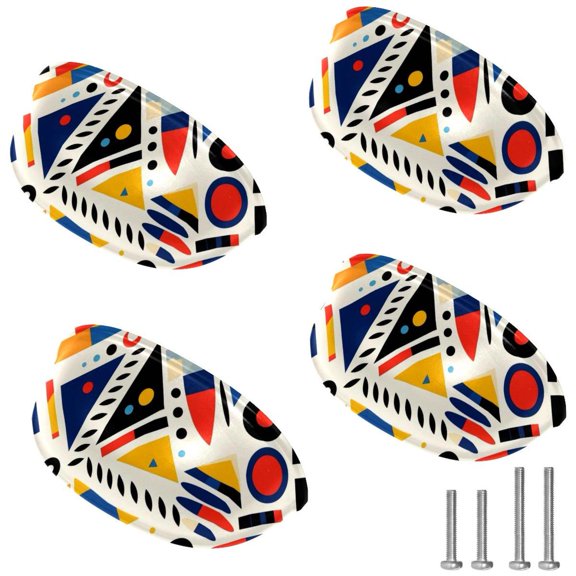 4 PCS Cabinet Cup Pull Geometry Drawer Handles with Screws for Cabinet Dresser Kitchen Home Hardware Decor