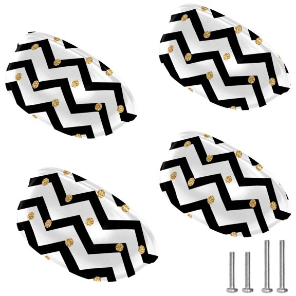 4 PCS Cabinet Cup Pull Wavy Stripes with Dots Drawer Handles with Screws for Cabinet Dresser Kitchen Home Hardware Decor