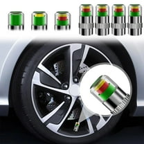 4 PCS Car Auto Tire Pressure Monitor Valves Caps, Metal Valves Stems Covers with Pressure Gauge for Vehicle
