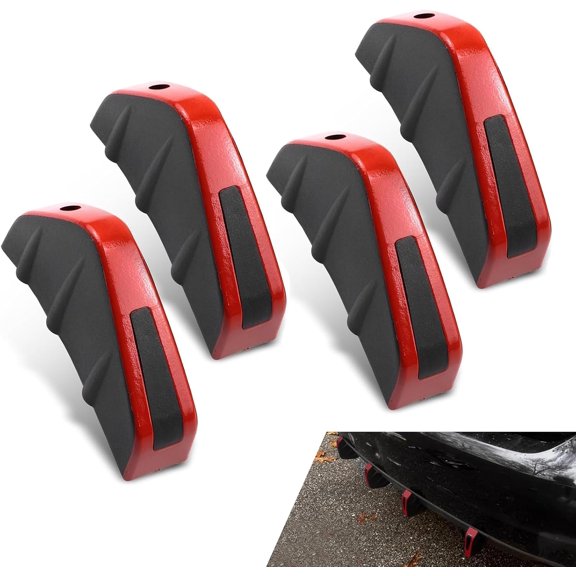 4 PCS Car Lower Bumper Lip Diffuser, Anti-scratch Triangular-shape Bumper Lip Splitter with Screw, Exterior Rear Canards Fins Spoiler Canards Kit, Universal for Most Cars (Red)