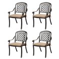 thumbnail image 1 of 4-PCS Cast Aluminum Patio Dining Chairs, All Weather Patio Bistro Dining Chairs Set of 2 with Armrests & Cushion, Stackable Patio Dining Chairs for Garden, Balcony, Deck, Bronze (With Cushion), 1 of 5