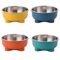 4 PCS Cat Bowls, Stainless Steel Cats Food Bowl with Anti-Slip Silicone Cat Food Mat, Metal Cat Bowls Feeding Bowls for Cats Pets Puppy Small Medium Dogs