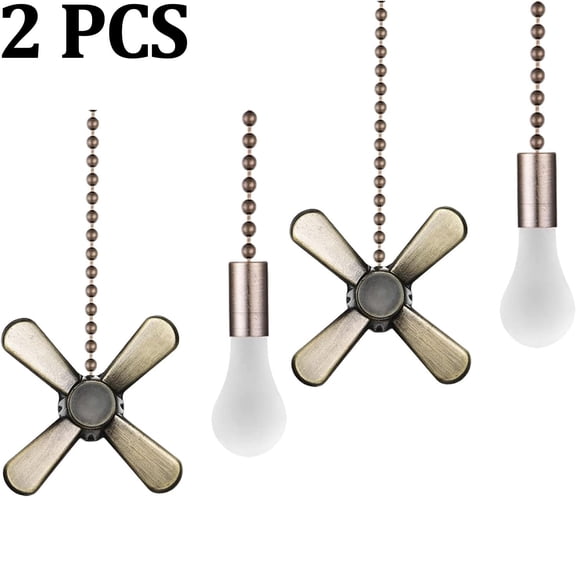 4 PCS Ceiling Fan Pull Chain Extender with Decorative Frosted Glass Bulb and Fan Cord,Pull Chain Extension,Fit All Standard 3mm Diameter Ceiling Fans and Light Fixtures Factory Pull (Bronze)